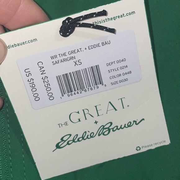 The Great. + Eddie Bauer Women’s The Hooded Parka Safari Green size XS NWT - Picture 8 of 11